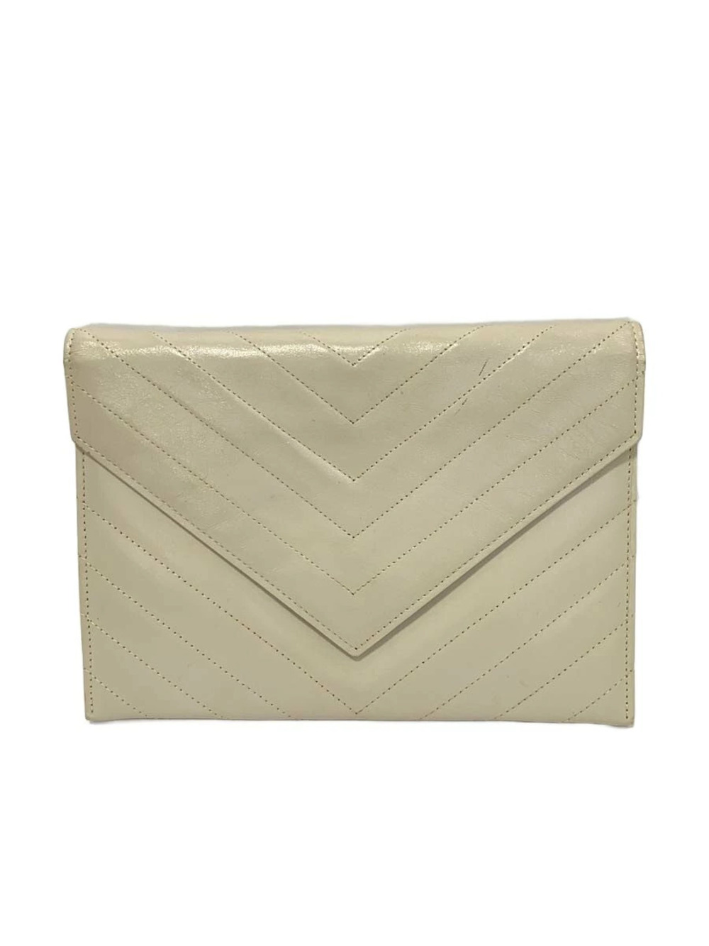 Saint Laurent Yves Clutch Bag Leather Cream